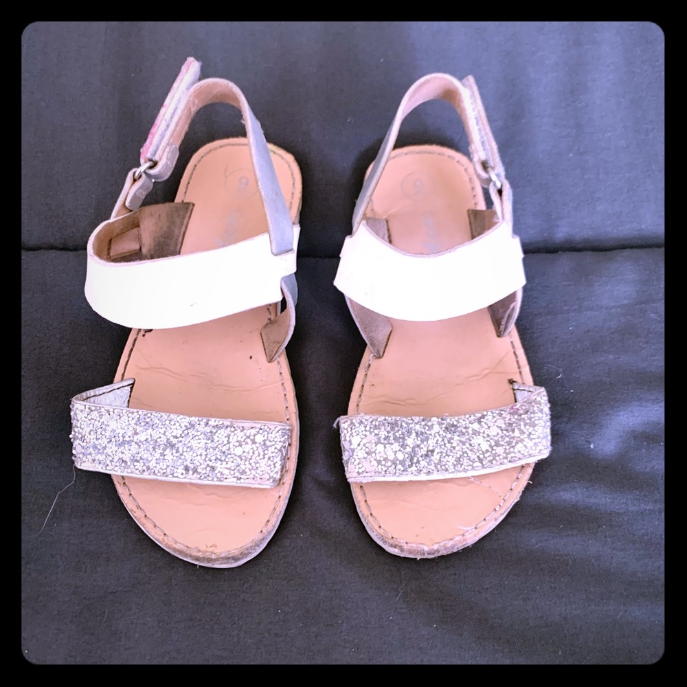 White and glitter girls sandals